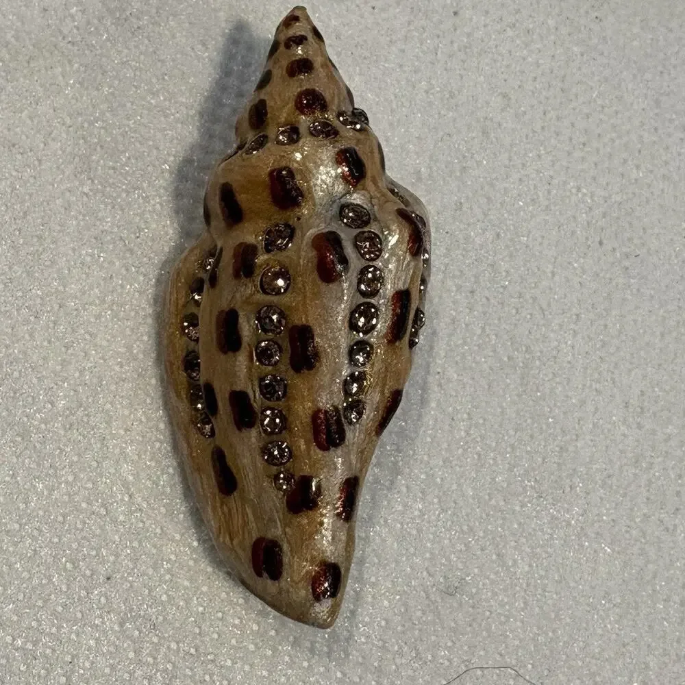 Jay Strongwater Vintage Shell Brooch, Pendant Enameled Swarovski Crystals